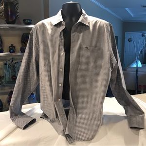 Tommy Bahama casual button down shirt tan check